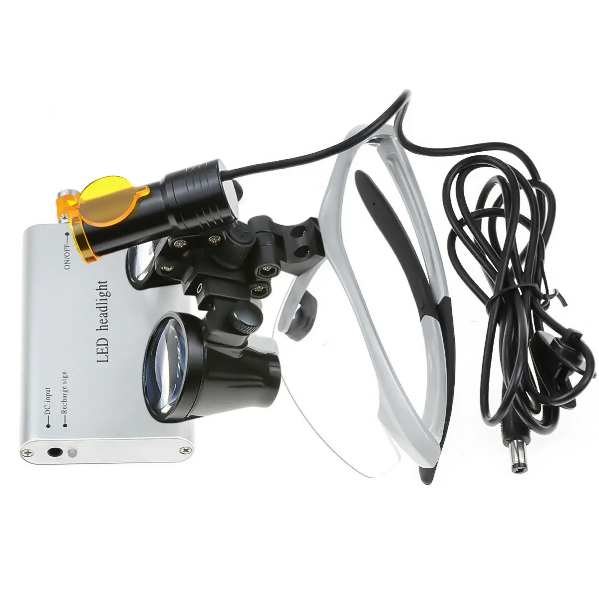 Бинокулярный стоматолог лупы + 5 Вт Светодиодный фар с фильтром Алюминий коробка