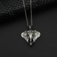 hot sale pure tin 3d elephant fashion retro mens pendant necklace long animal sweater chain necklace