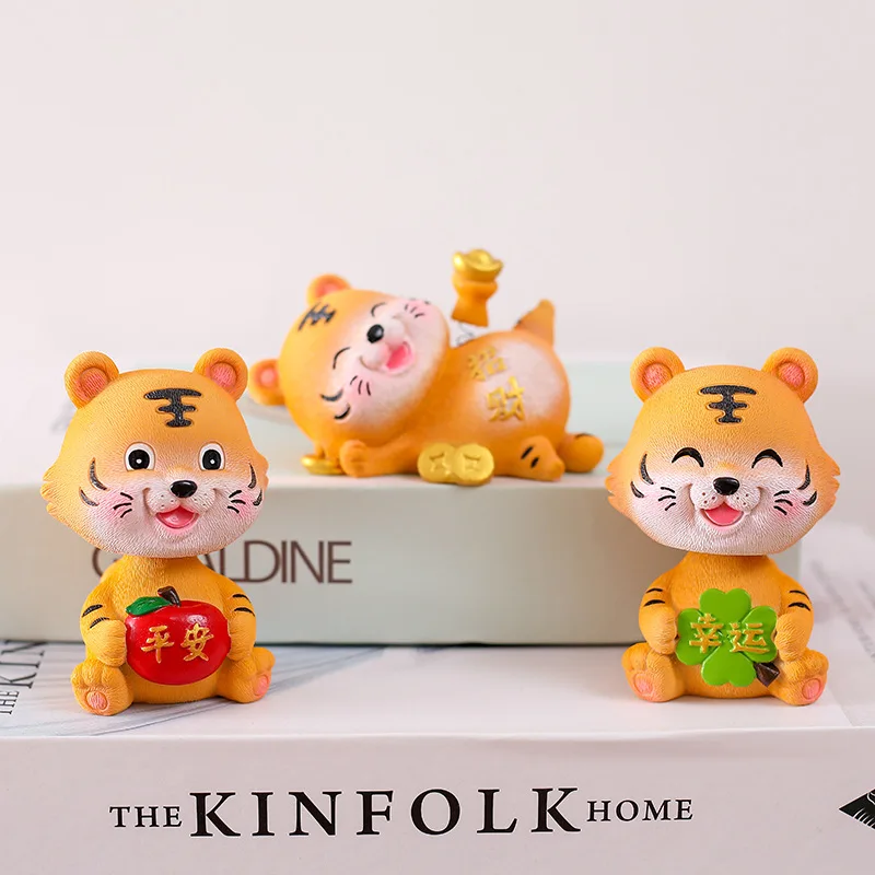 Автомобильная фотография мультяшный тигр Бобл-голова кукла с клейким дном декор