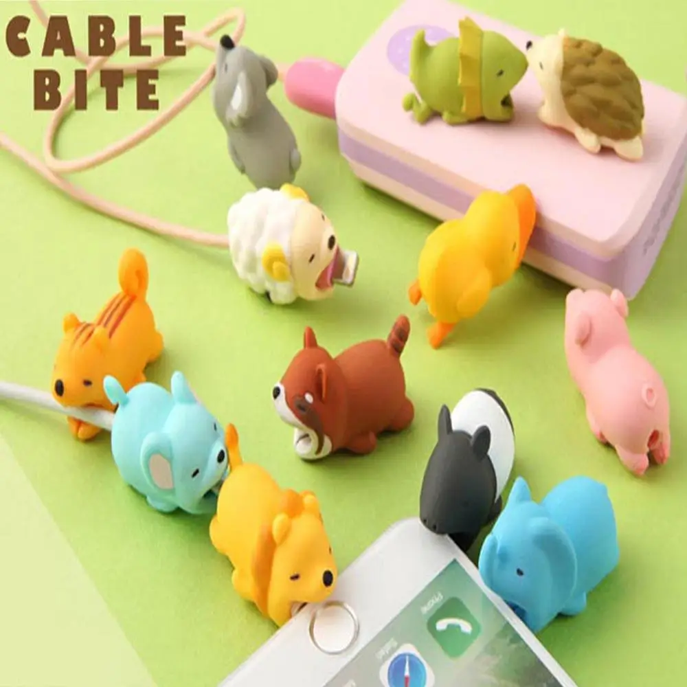 Протектор кабеля в виде милых животных предотвращает поломку защищает iPhone