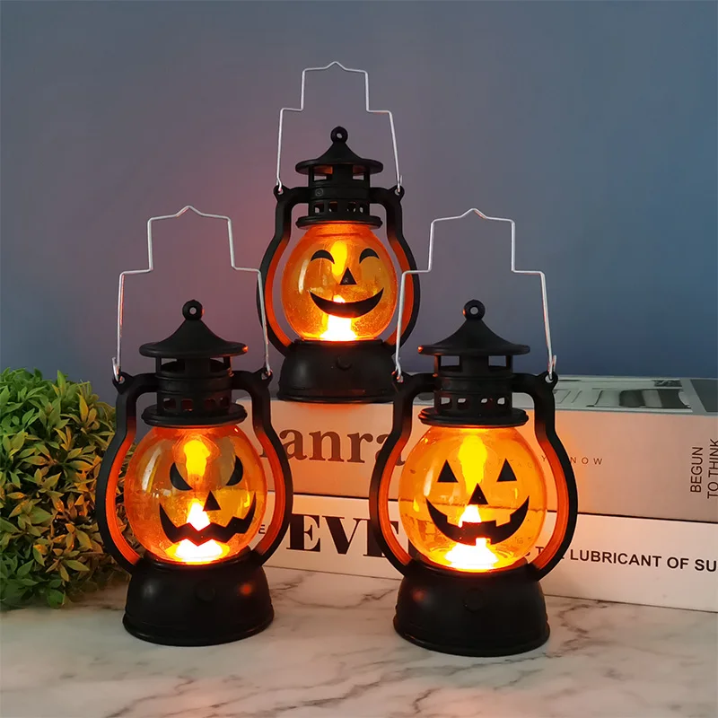 

1pc LED Night Light Halloween Decorative Retro Oil Lamp Battery Operated Light Halloween Party Home Room Desktop Decoration
