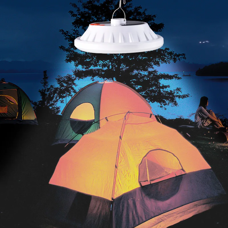 

Led portable solar light 2000LM camping lantern remote control power bank waterproof usb rechargeable battery plastic shell