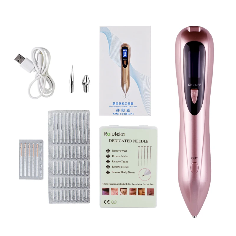 Розовое золото прибор для удаления родинок 6 передач Регулируемая ЖК Лазерная