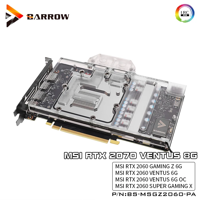 Барроу GPU водоблок подходит MSI RTX 2070 2060 VENTUS 8G, GPU 2060 GAMING Z 6G кулер, Поддержка синхронизации материнская плата, BS-MSGZ2060-PA