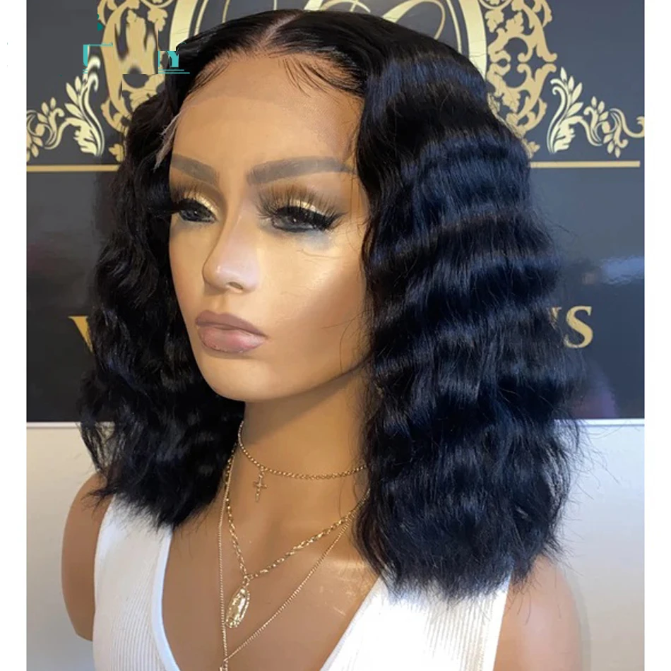 Kinky Curly 13x4 Lace Part Wig Middle Brown Average Cap Size Jet Black For Women With Baby Hair | Шиньоны и парики