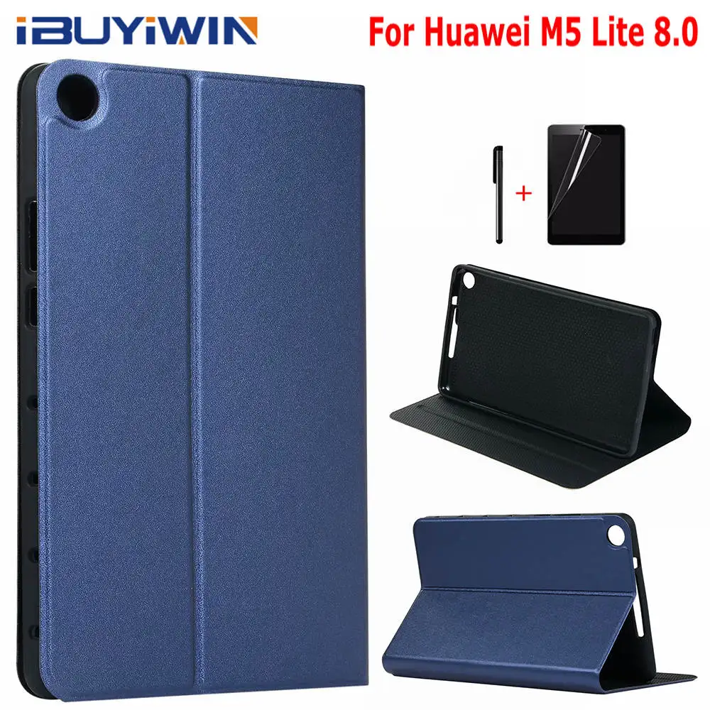 IBuyiWin Премиум PU кожаный чехол для huawei MediaPad M5 Lite 8,0 JDN2-AL00/W09 8," планшет Funda Capa силиконовый чехол+ пленка+ ручка