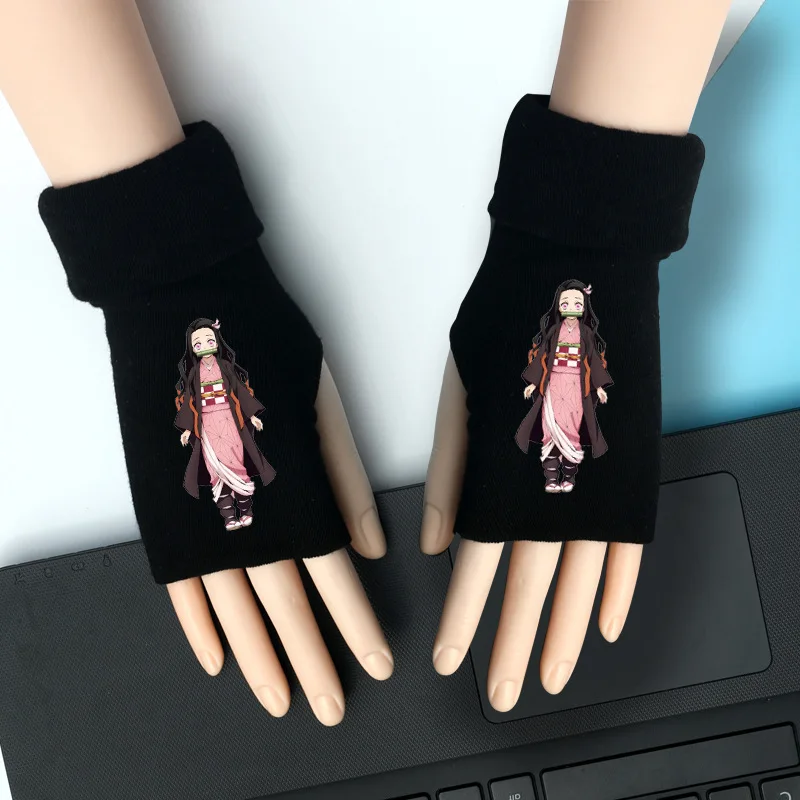 

Japanese Anime Inuyasha Half Finger Gloves Fans Boys Girls Autumn Winter Warm Cartoon Mittens Gift Gloves Cosplay