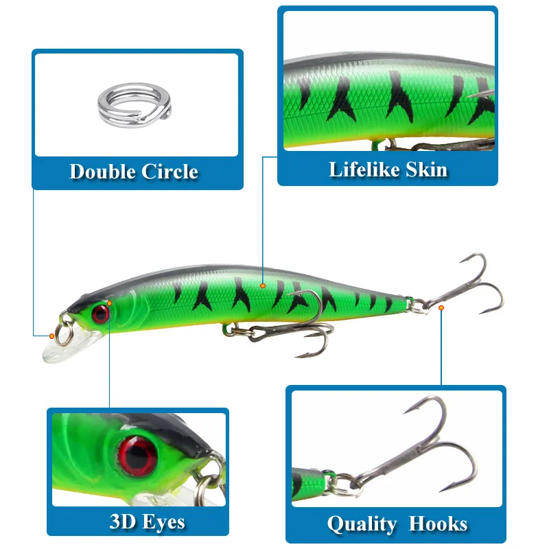 

1pcs 10cm/8.3g long-distance cast with ring beads colorful ten-color artificial bass bait artificial fishing gear
