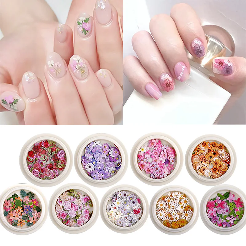 

ANYLADY Nail Art Mixed Color Flower Wood Pulp Piece Small Daisy Rose Nail Dried Flower Patch DIY Nail Art Decoration Pastoral