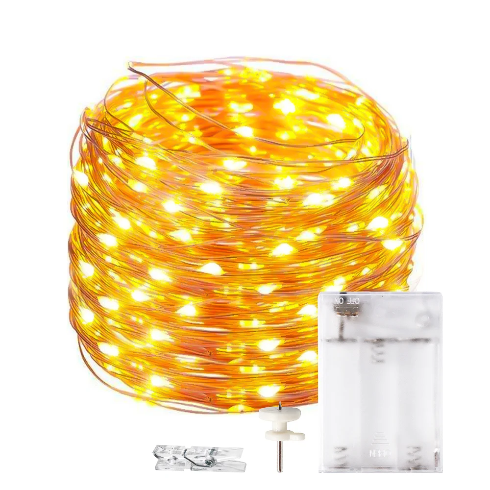 

LED String Lights Holiday Lighting with Photo Clips Copper Wire Fairy Light Battery Operated Bedroom Decoration 2-10M Party Lamb