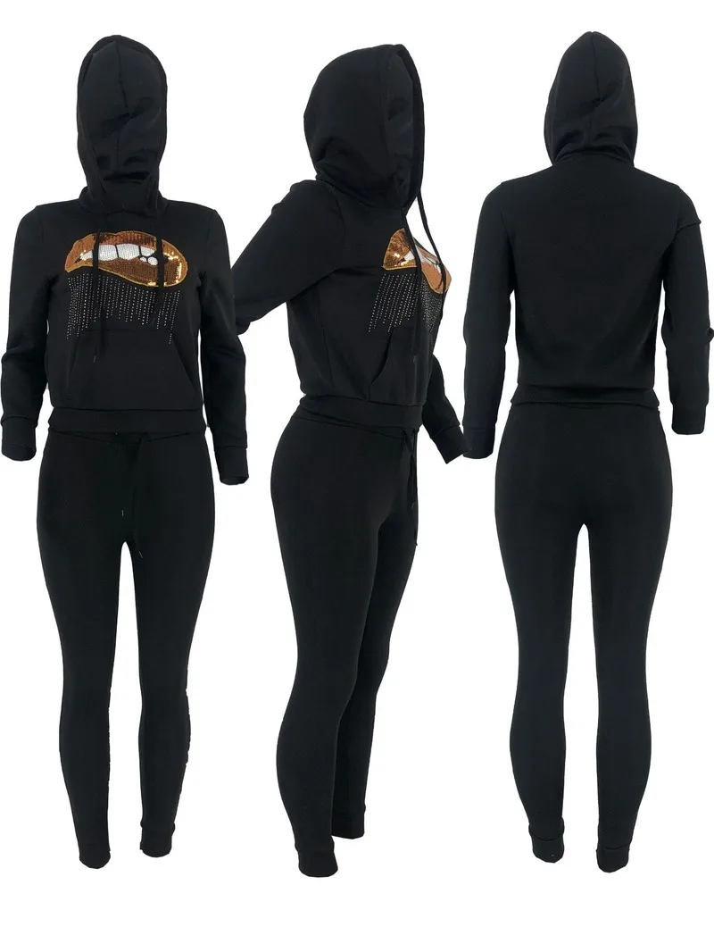 Женский спортивный костюм комплект из 2 предметов толстовка с капюшоном набор