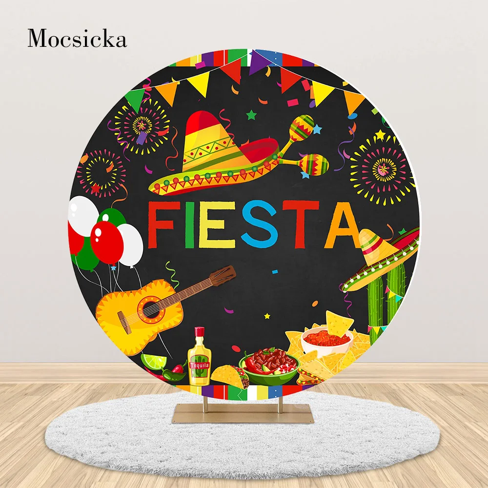 Mocsicka Spain Fiesta Festivals Round Backdrop Cover Music Dance Food Party Background for Photography Photo Studio Banner Props