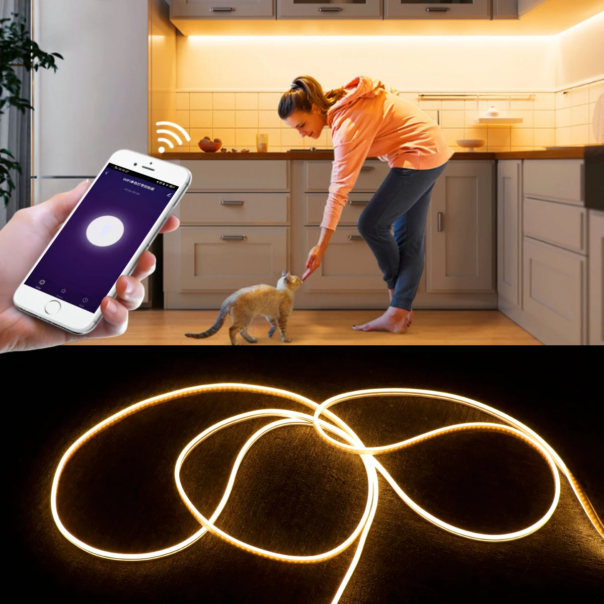 Wi Fi неоновая лента 12V Светодиодные ленты огни Tuya Smart Life APP Alexa Беспроводной