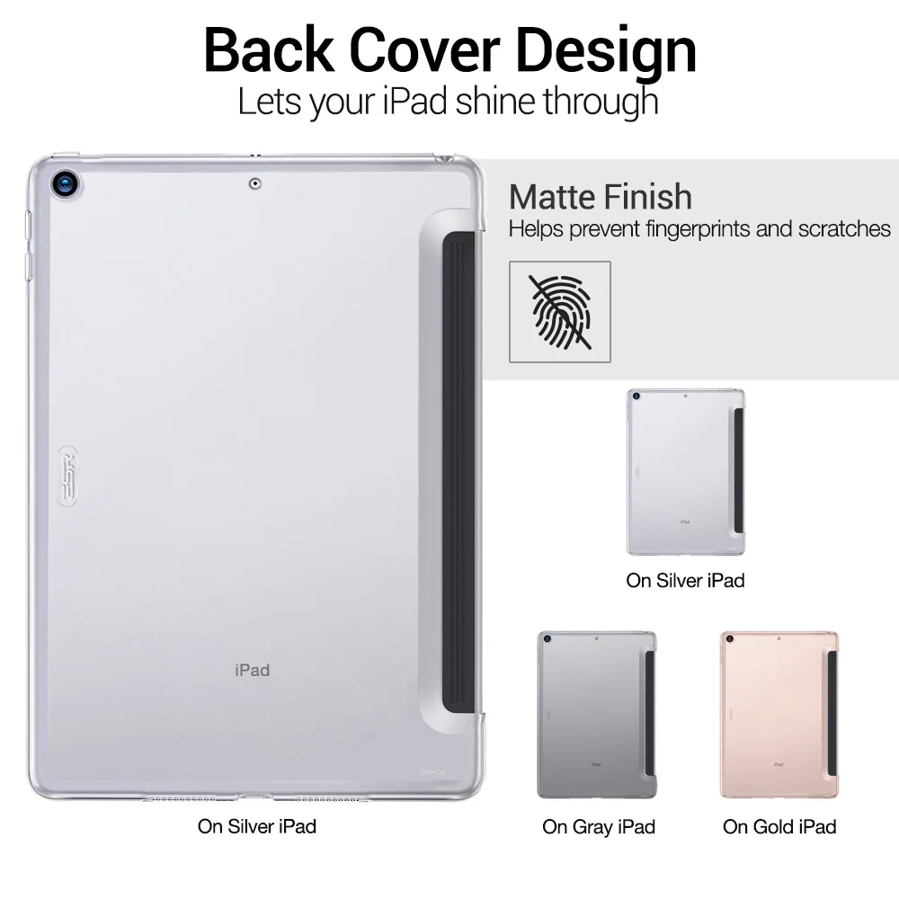 ESR для iPad 8th 7th чехол 10 2 Прозрачный жесткий матч клавиатуры Smart Cover матовая