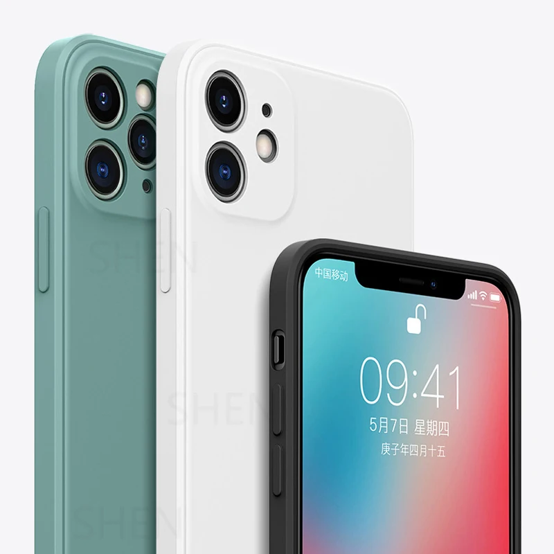 Оправа прямоугольной формы из жидкого силикона для IPhone 12 11 Pro Max XS iPhoneXR 7 8 Plus 6S
