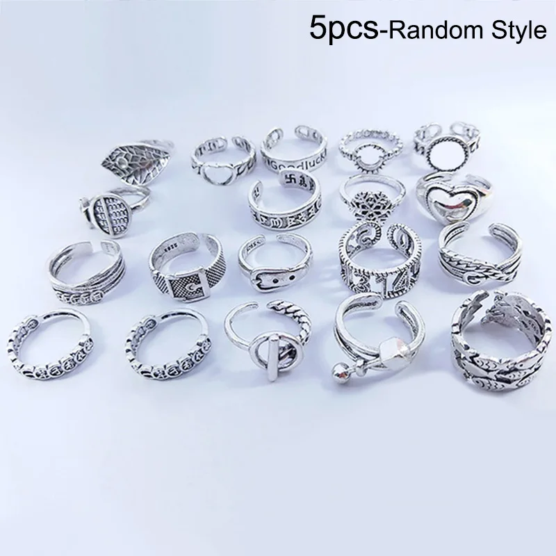 Кольцо с цифрами и сердечками 5 шт. | Украшения аксессуары