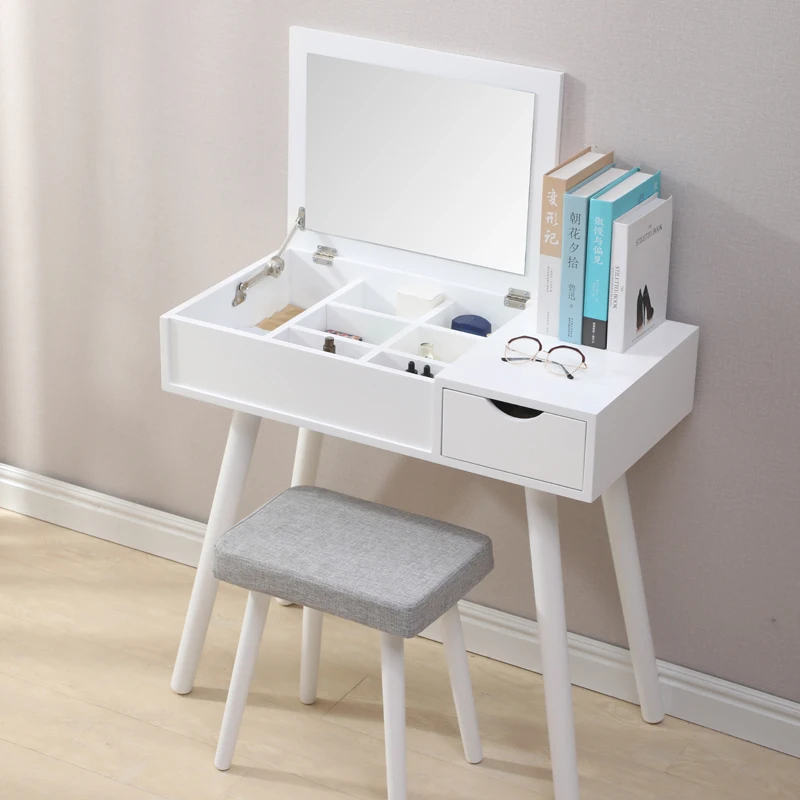 

Oversea Stock!!!nordic Style Dressing Table With Stool Multi-purpose Dresser Large Capacity Makeup Table Bedroom Furniture HWC