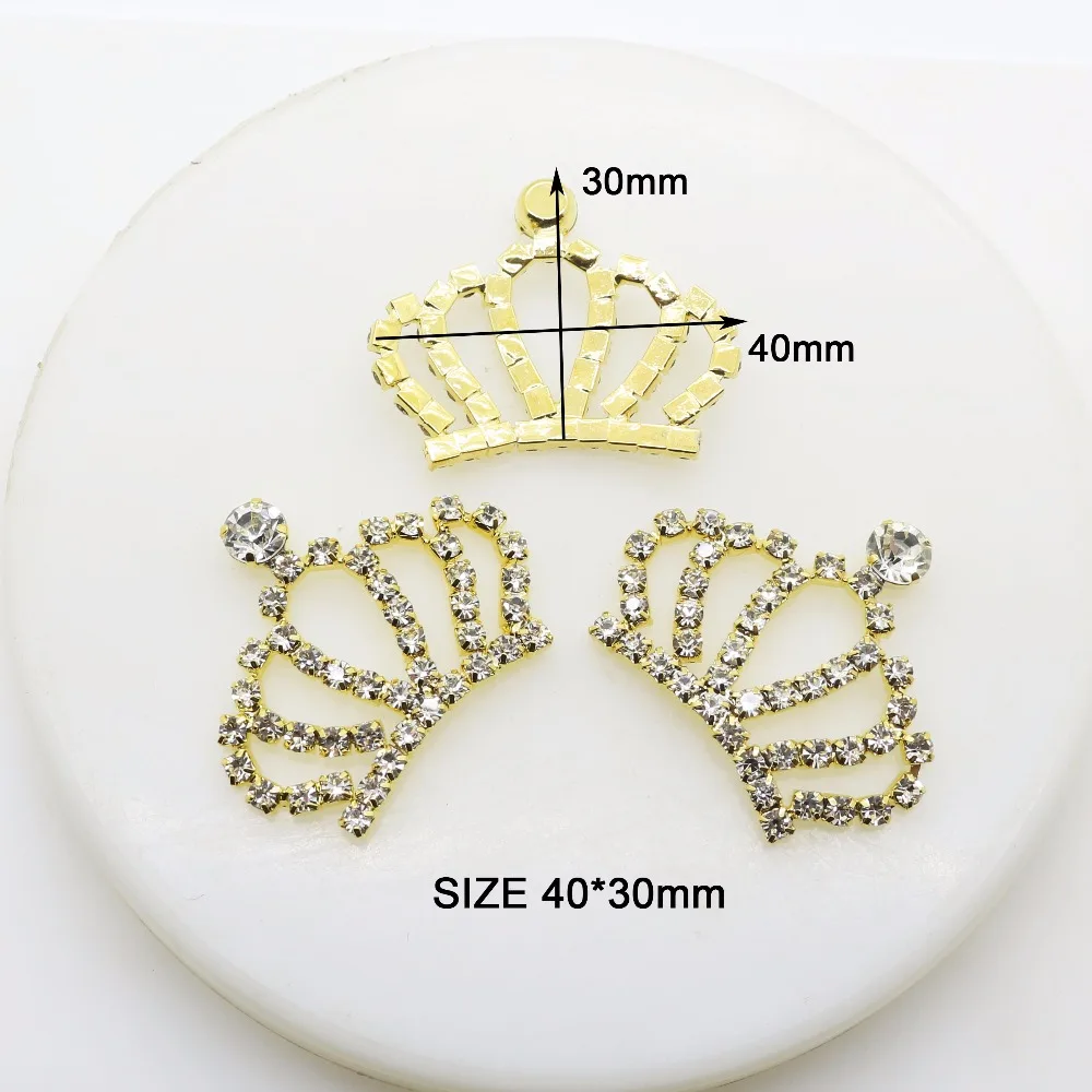 

Hot Sale 10pcs/lot 30*40mm Gold Metal Rhinestone Crown Pendant DIY Jewelry Findings Accessories Components for Jewelry Making