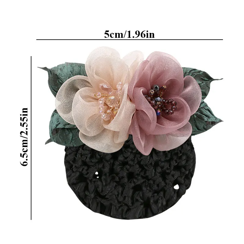 Ленточные Цветочные заколки для волос с кристаллами вязаная крючком сетка пучка