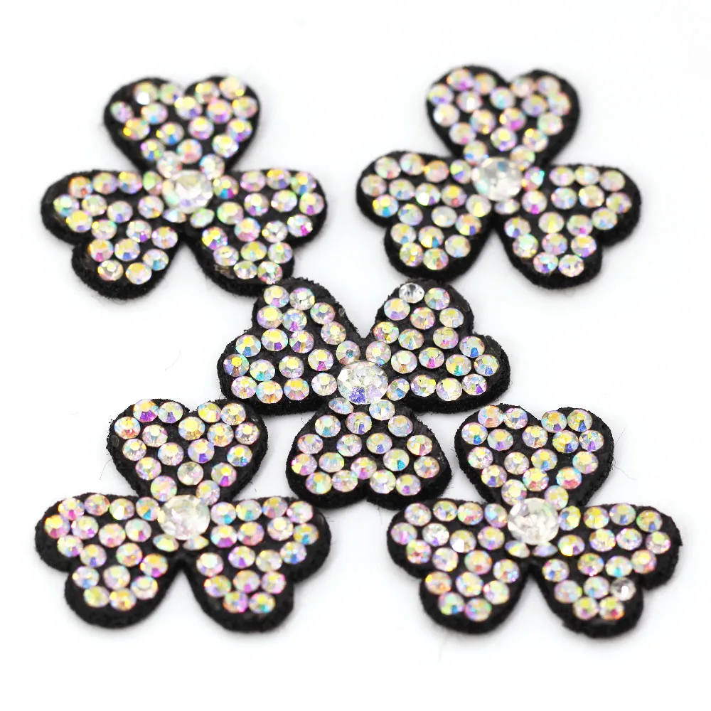 10 шт. Стразы AB с аппликацией черный/белый низ блестящий цветок/банты/бабочка