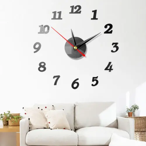 

Modern Large Wall Digital Clocks 3D Mirror Sticker Unique Big Number Watch Art 3D DIY Acrylic Decor For Home Office Kids Room