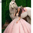 Розовое платье принцессы с открытыми плечами, праздничные блестящие платья для дня рождения, 2021