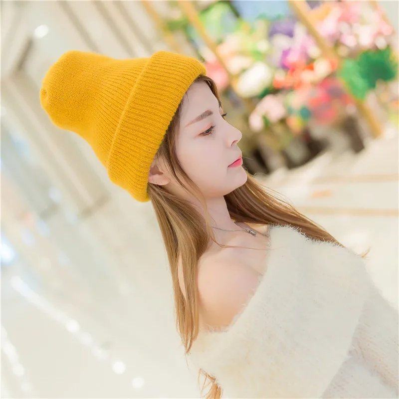 LA Новая зимняя женская шапка из кроличьего кашемира вязаные шапочки толстые
