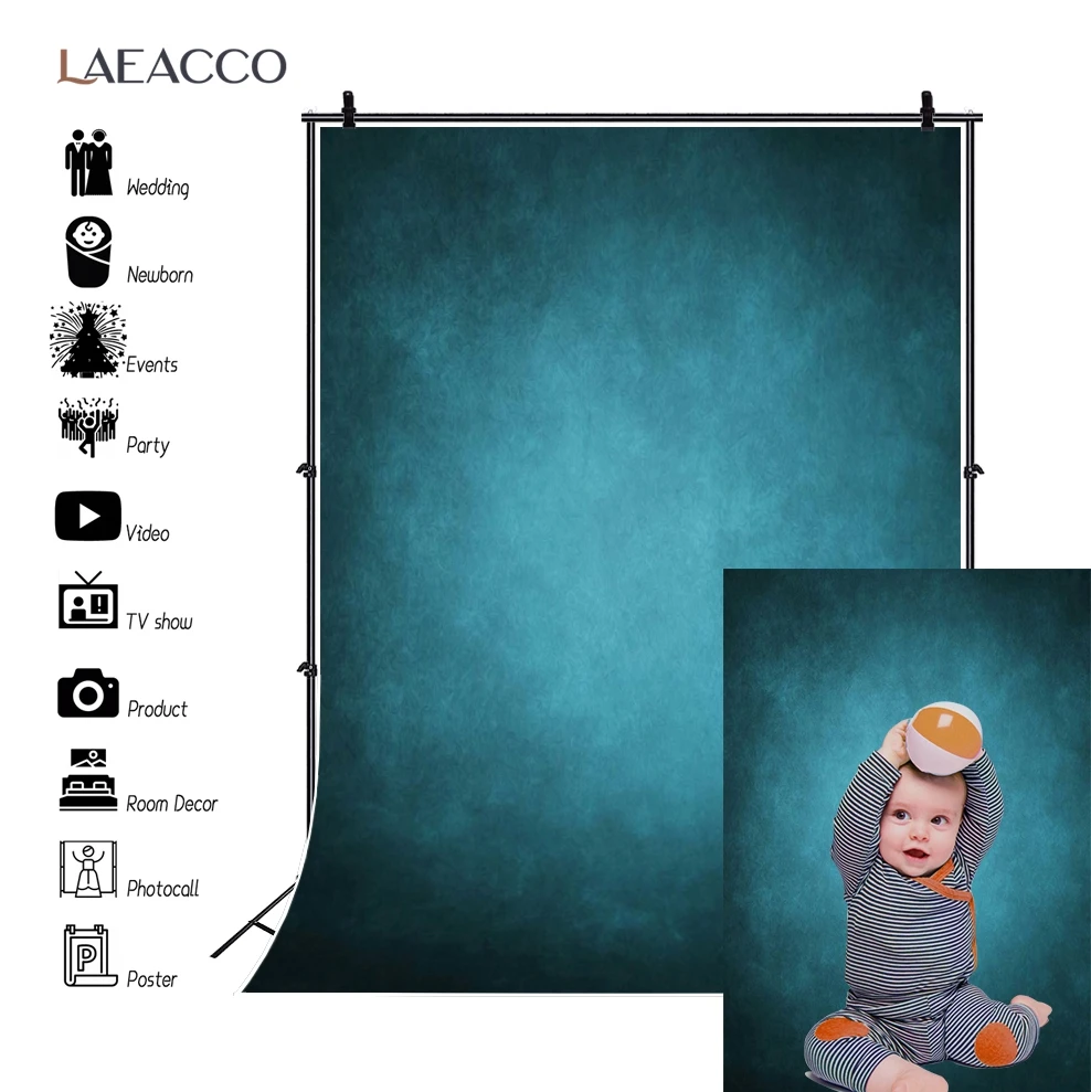 Laeacco Черный абстрактный градиент сплошной цвет гранж Новорожденный ребенок