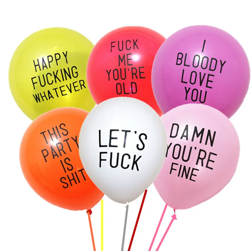 1pc for each color 12 шт./лот, 10 дюймов, новые слова, грубые воздушные шары, серия для дня рождения, латексные воздушные шары, вечерние - Цвет: 1pc for each color