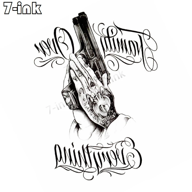 Наклейка для боди арта ручной пистолет передача букв на английском языке