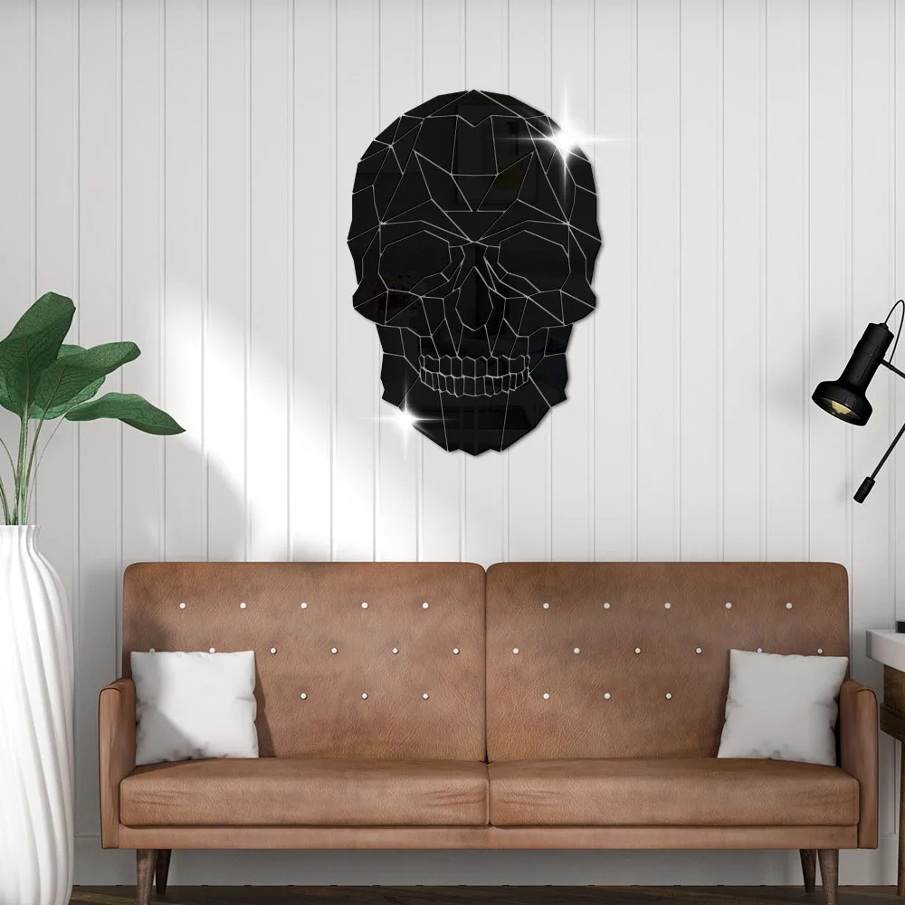 Голова черепа акриловый зеркальный эффект Наклейки на стены для празднования