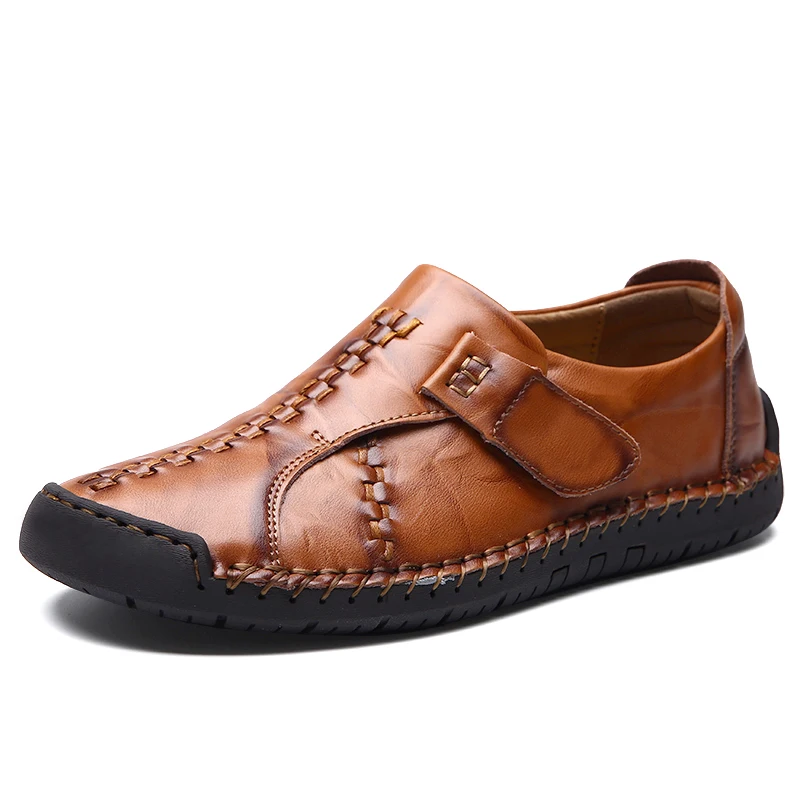 

Мужские повседневные модные кожаные лоферы на плоской подошве, дизайнерские слипоны ручной работы, Классические мужские туфли, Мужская обу...