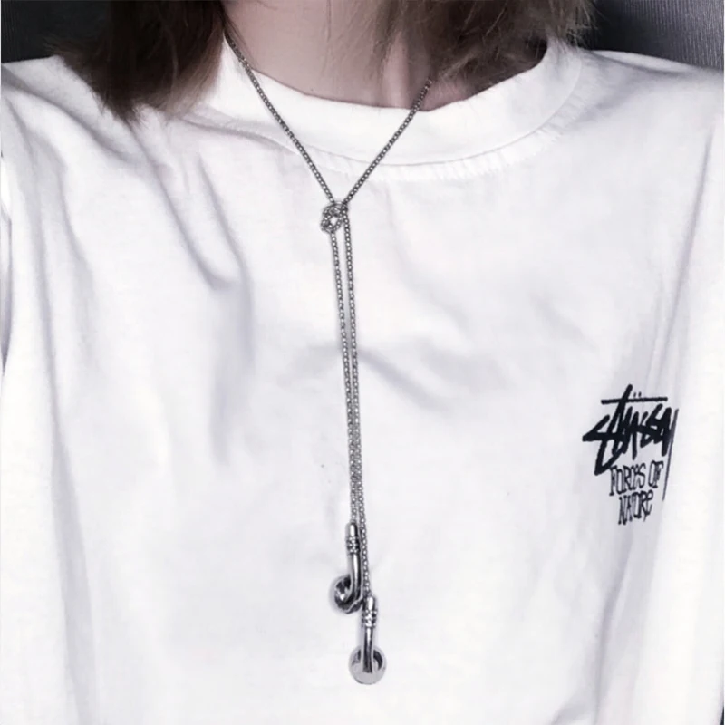 

POTCET Women's Headphone Necklace Pendant Clavicle Chain Geometric Fashion Hip Hop Party Jewelry