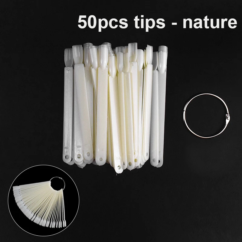 50 pcs nature 20/50/100/120/150 шт. накладные ногти натуральный прозрачный розовый черный нейл-арта, накладные ногти практика Дисплей акриловые инструменты для УФ гель-лака - Цвет: 50 pcs nature