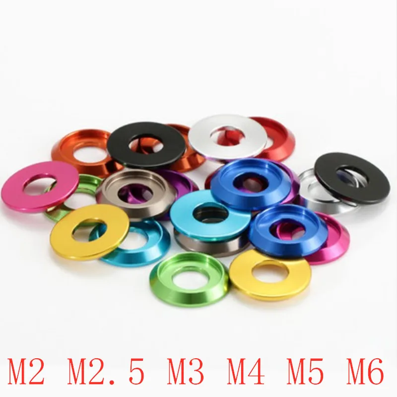 10/20/100pcs CNC M3 1mm Color Aluminum Alloy Flat Washers Round Spacer Anodized 