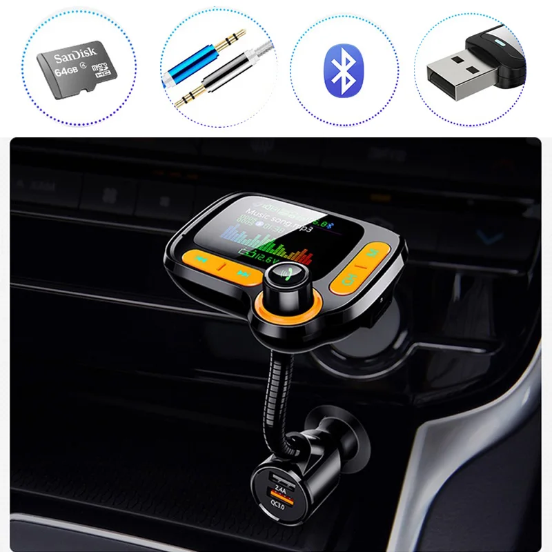Konrisa fm передатчик модулятор Aux Выход QC3.0 Bluetooth 5 0 Handsfree автомобильный комплект 5EQ