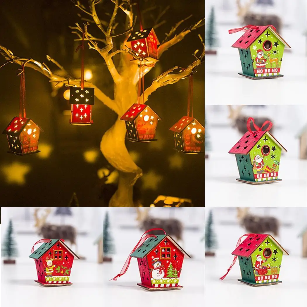Kerst 2019 счастливые рождественские деревянные елки подвесной светильник