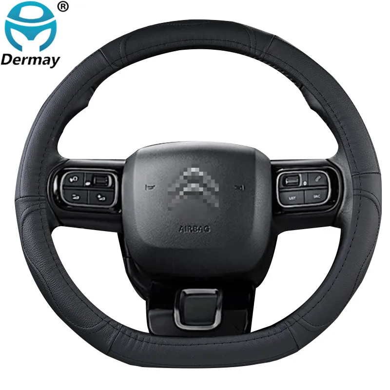Genuine Leather Steering Wheel Cover for Citroen Berlingo 2018 2019 2020 2021 Cowhide Cubre Volante Auto Accessories | Автомобили и
