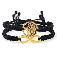 2pcs couples life tree bracelets men handmade adjustable braided rope braceletsbangle charm women yoga jewelry friendship gifts
