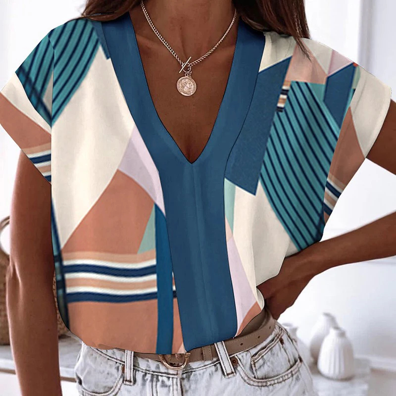 

Блузка женская с коротким рукавом, повседневная, летняя, 2021