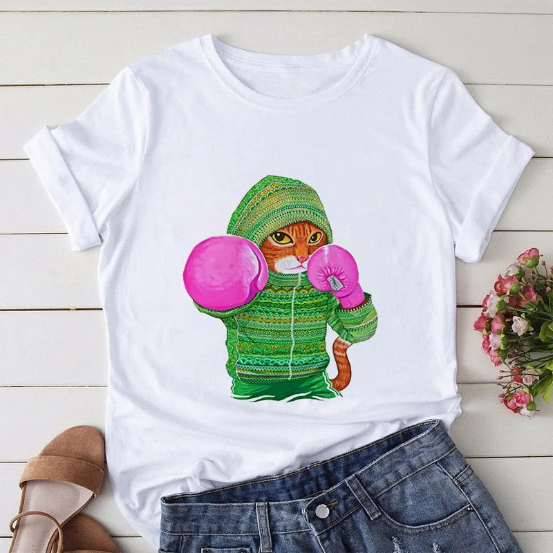

Harajuku Plus Size Streetwear T Shirt Women Tee Summer Female Loose T-shirt Funny Cat Anime T Shirt Women Aesthetic Cool Clothes