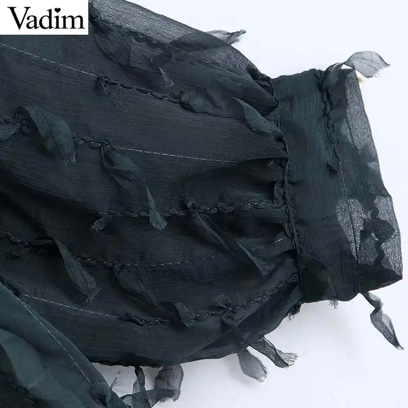 Женское элегантное платье vadim с кисточками Лоскутная Блузка прозрачные рубашки