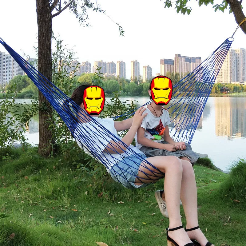 

Portable Nylon Mesh Hammock Sleeping Bed For Outdoor Travel Camping Blue Green Red Hanging Folding Patio Swing Chair Furniture