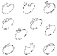 10 mixed opening rings with wild temperament and cute little girl silver hand jewelry