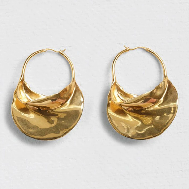 

Irregular Metal Basket Large Hoop Earrings For Women Big White Enamel Statement Huggie Earrings Nickel Freewholesale Bijoux 2021