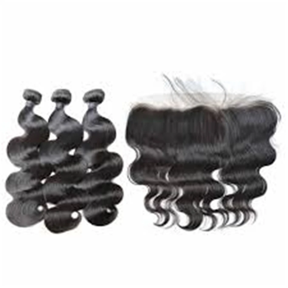 Malaysia Body Wave Virgin Human Hair 30 40 Inch Weave Bundles With 13x4 Lace Frontal 3 4 Closure Extension Wholesale | Шиньоны и парики