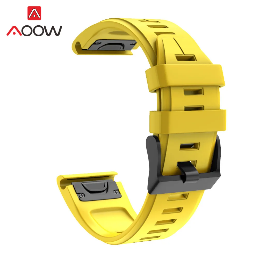 Yellow Силиконовые ремешки для часов Garmin fenix6 6S 5X 6X 5S x5plus 3 3HR forerunner935 945 подход S60 ремешок браслет ремень/20 мм/22 мм 26 мм - Цвет ремешка: Yellow