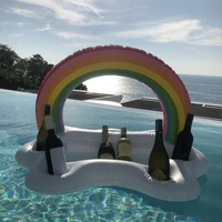 summer pool party bucket rainbow cloud cup holder inflatable pool float beer drinking cooler table bar tray beach swimming ring