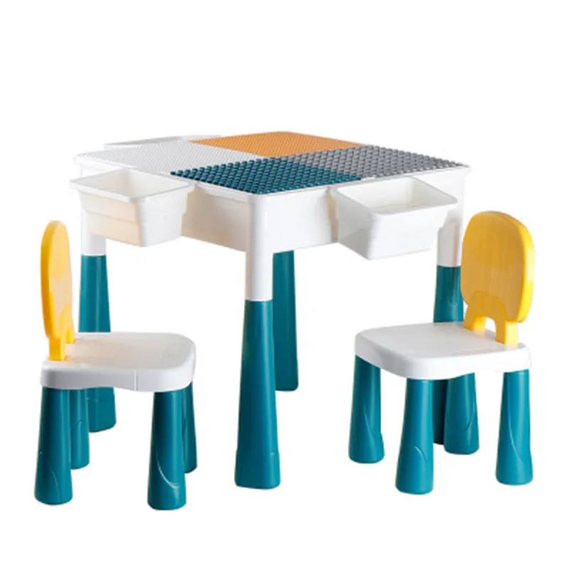 

Kids Activity Table With 254 PCS Building Blocks STEM Educational Children Table Large Block Montessori Toys For Girl Boy