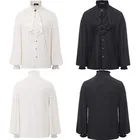 Рубашка мужская в стиле ретро Ренессанс, винтажная блузка в стиле стимпанк, готика, викингов, пиратов, костюм для сцены, Косплея